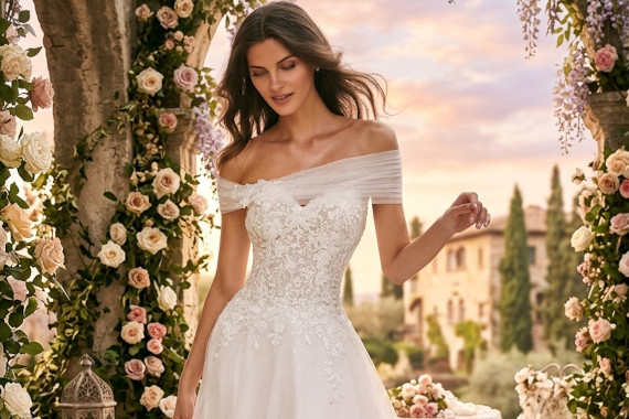 abito  da sposa romantico ricamato a mano